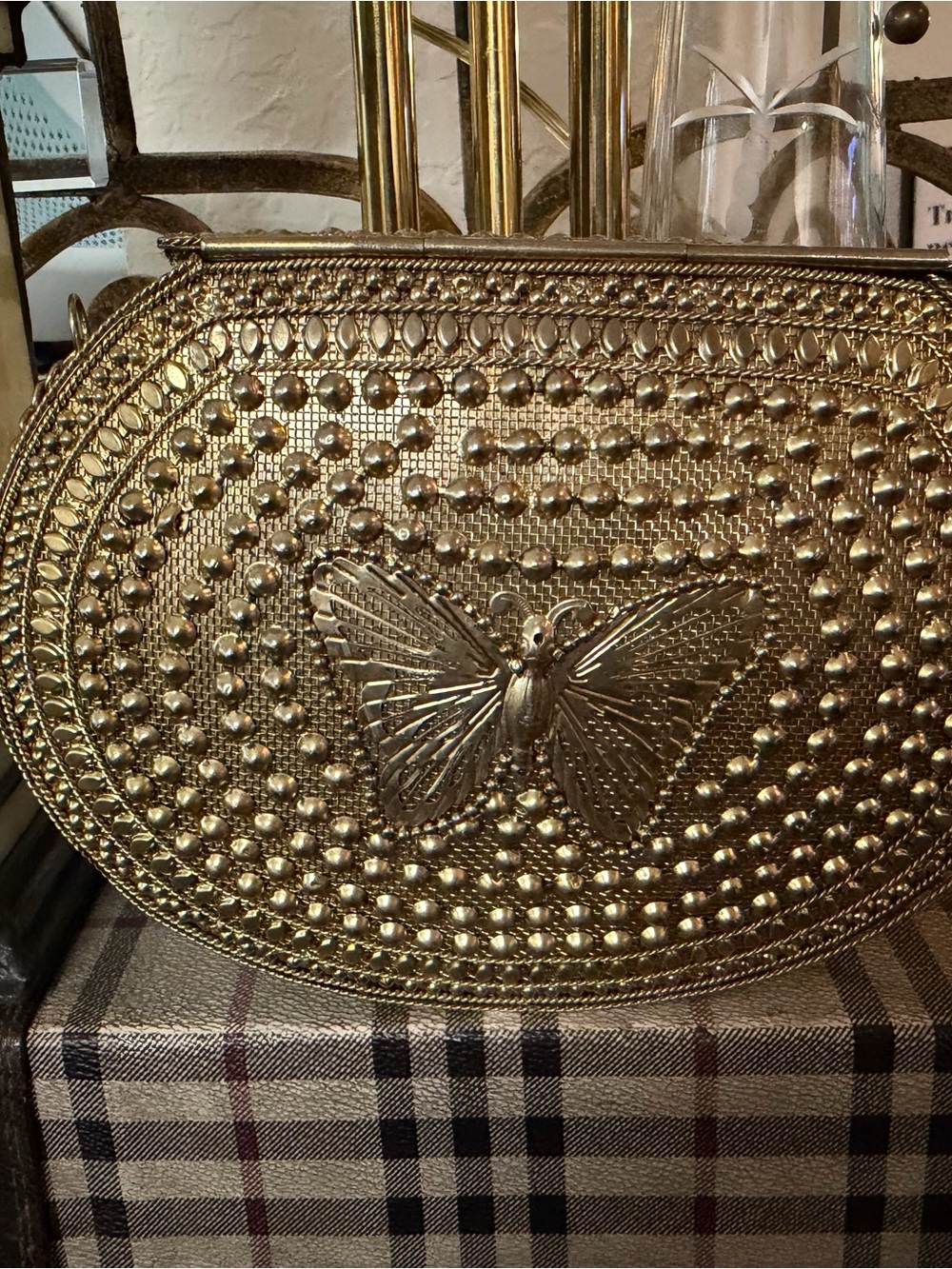 Gold Embossed Butterfly Crossbody Bag - Picture 3 of 7